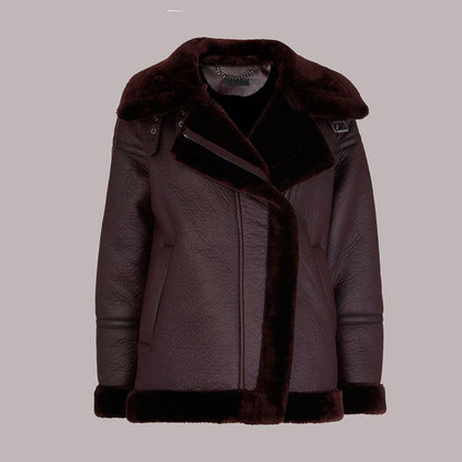 LAUREN FAUX FUR SHEARLING BIKER LEATHER - Leather Loom