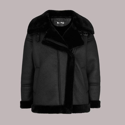 LAUREN FAUX FUR SHEARLING BIKER JACKET - Leather Loom