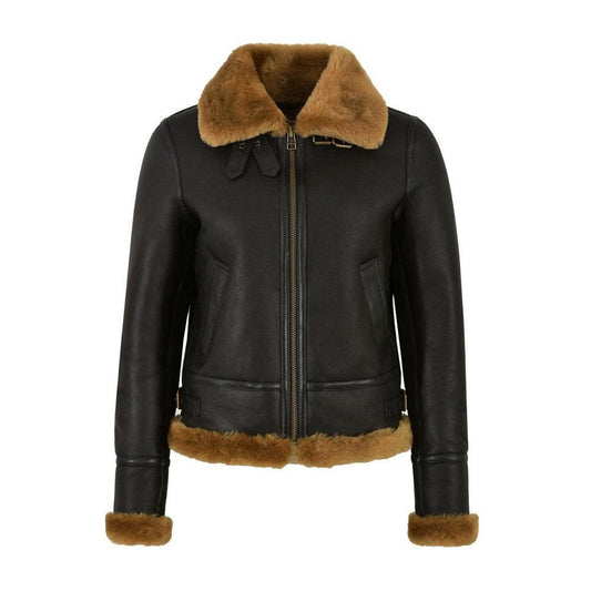 WOMENS RAF B3 FLYING BOMBER AVIATOR STYLE SHEARLING LEATHER JACKET - Leather Loom