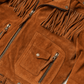 Brown Men Cowboy Style Fringes Suede Leather Western Jacket - Leather Loom