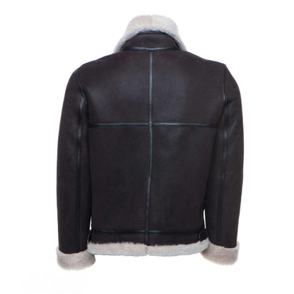 Hampton's Classic Brown Aviator Shearling Bomber Jacket with collar belt - Leather Loom