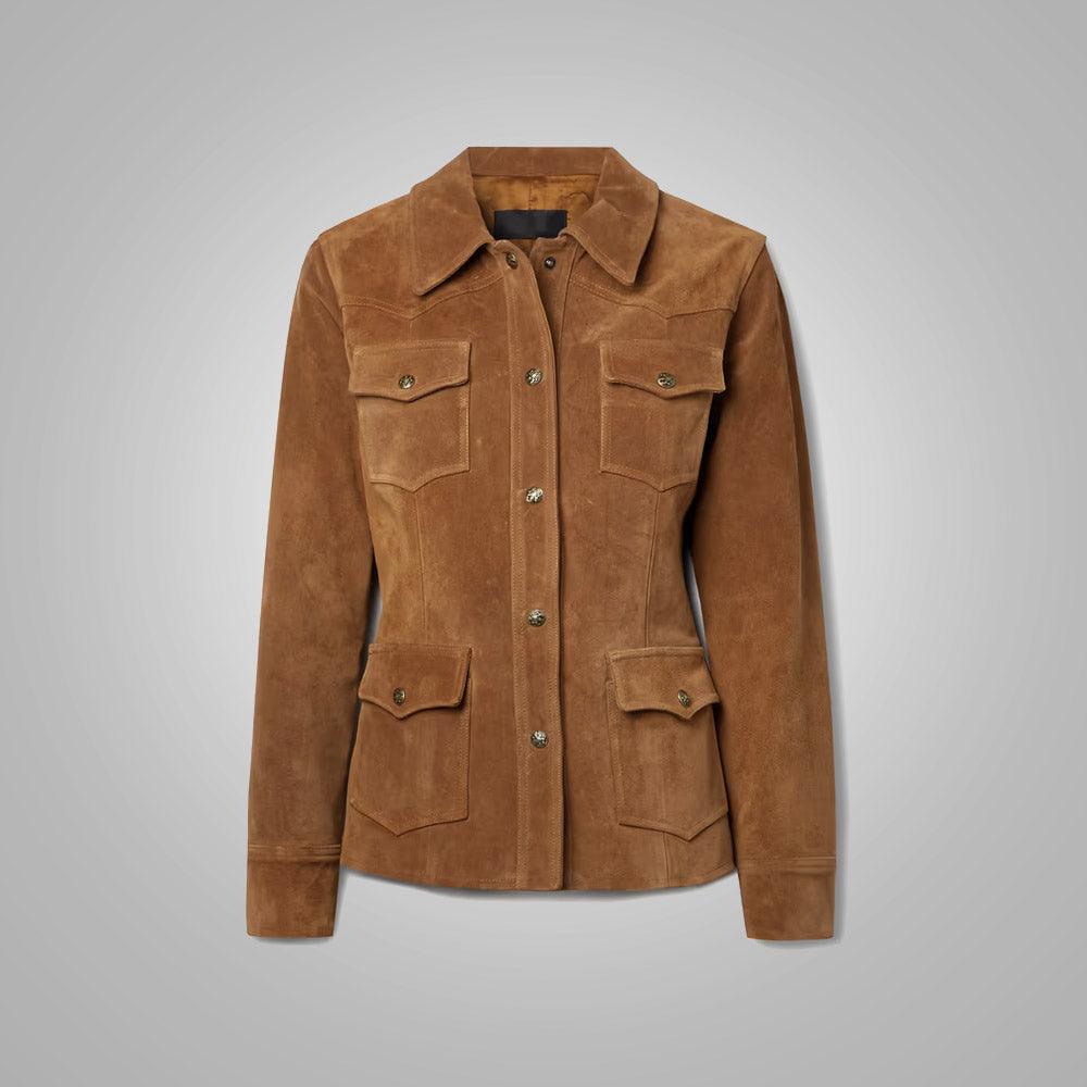 New Women's Brown Buttery Soft Suede Leather Shirt - Leather Loom