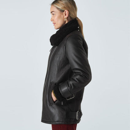 SHEARLING BRIANNA BIKER JACKET - Leather Loom