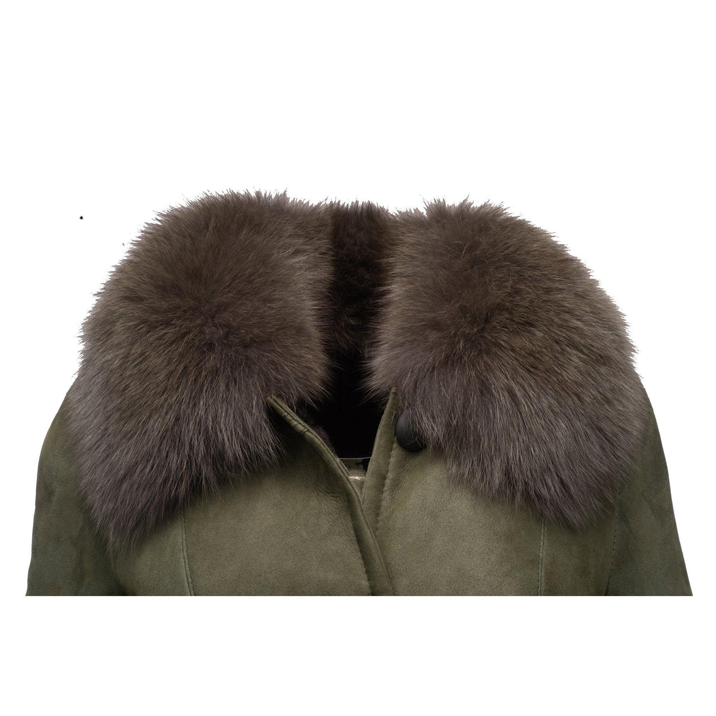 Caitlan's Shearling Sheepskin Long Coat with Fox Fur Trim - Leather Loom