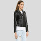Amia Black Studded Leather Jacket - Leather Loom