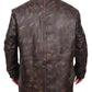 Men Distressed Brown Fur Collar Jacket - Leather Loom