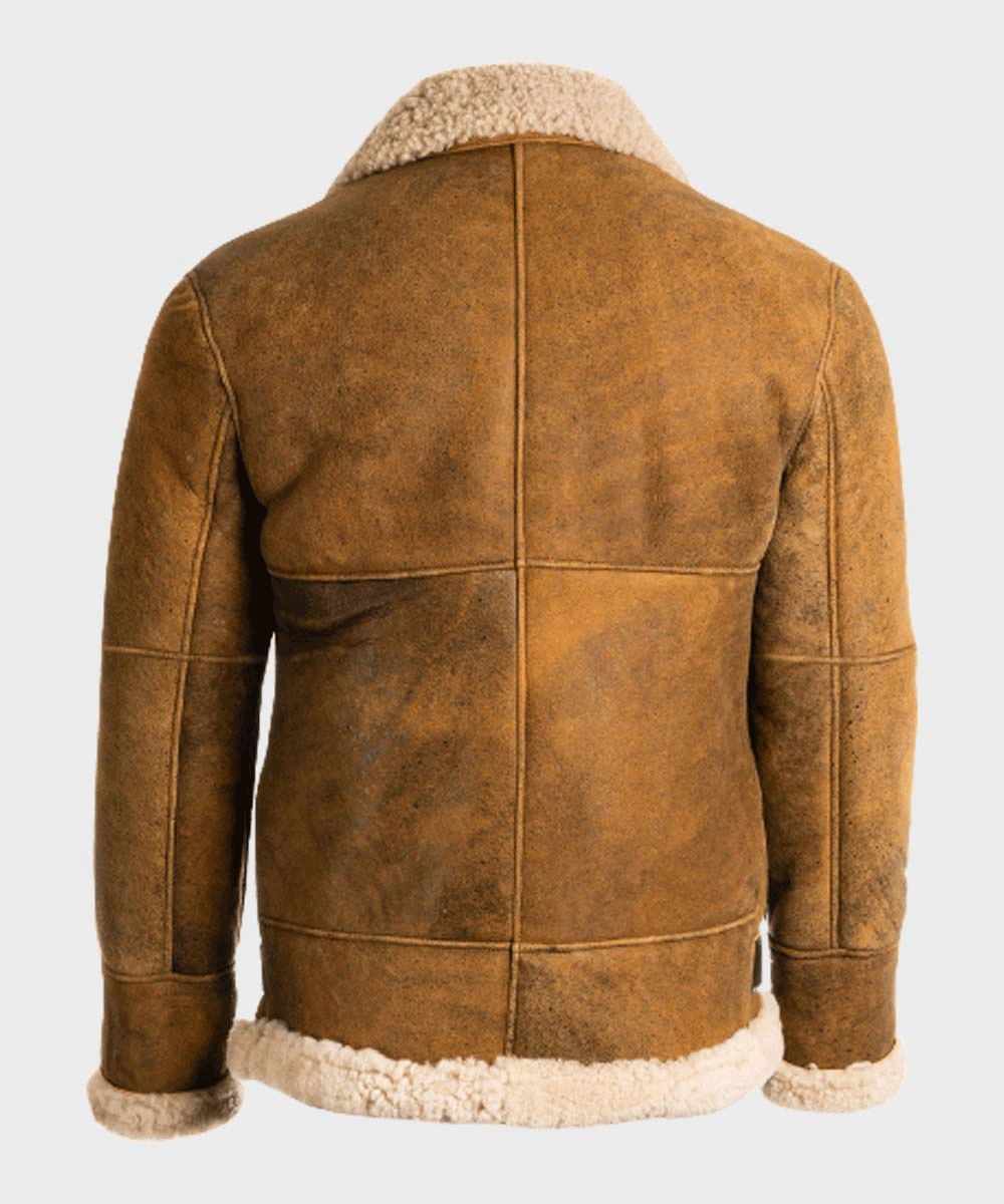 Brown Aviator Shearling B3 Sheepskin Leather Jacket - Leather Loom