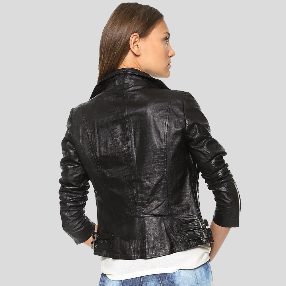 Azaria Black Motorcycle Leather Jacket - Leather Loom