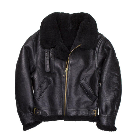 B3 Black Premium Sheepskin Leather Jacket - Leather Loom