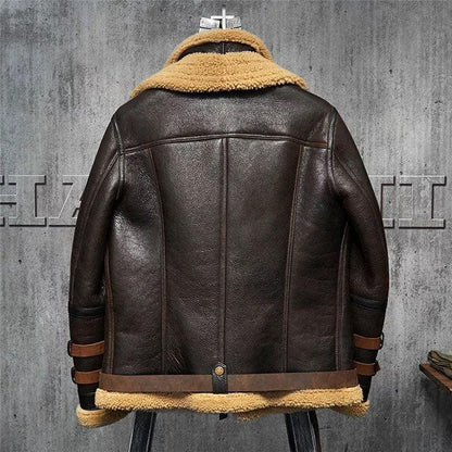 B3 Flight Sheepskin Aviator Fur Leather Jacket - Leather Loom