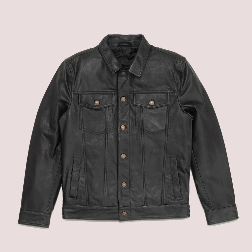 B3 Black Mens Rugged Style Sheepskin Leather Motorcycle Jacket - Leather Loom