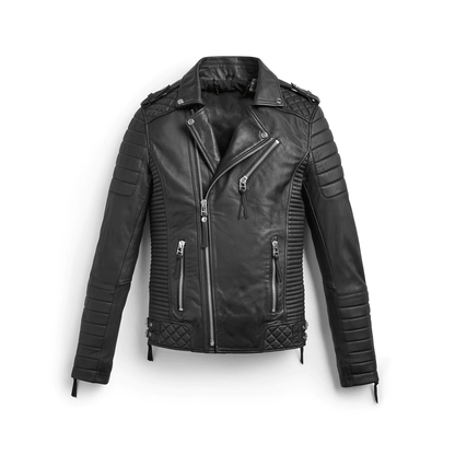 Black Biker Leather Motorbike Jacket For Men - Leather Loom