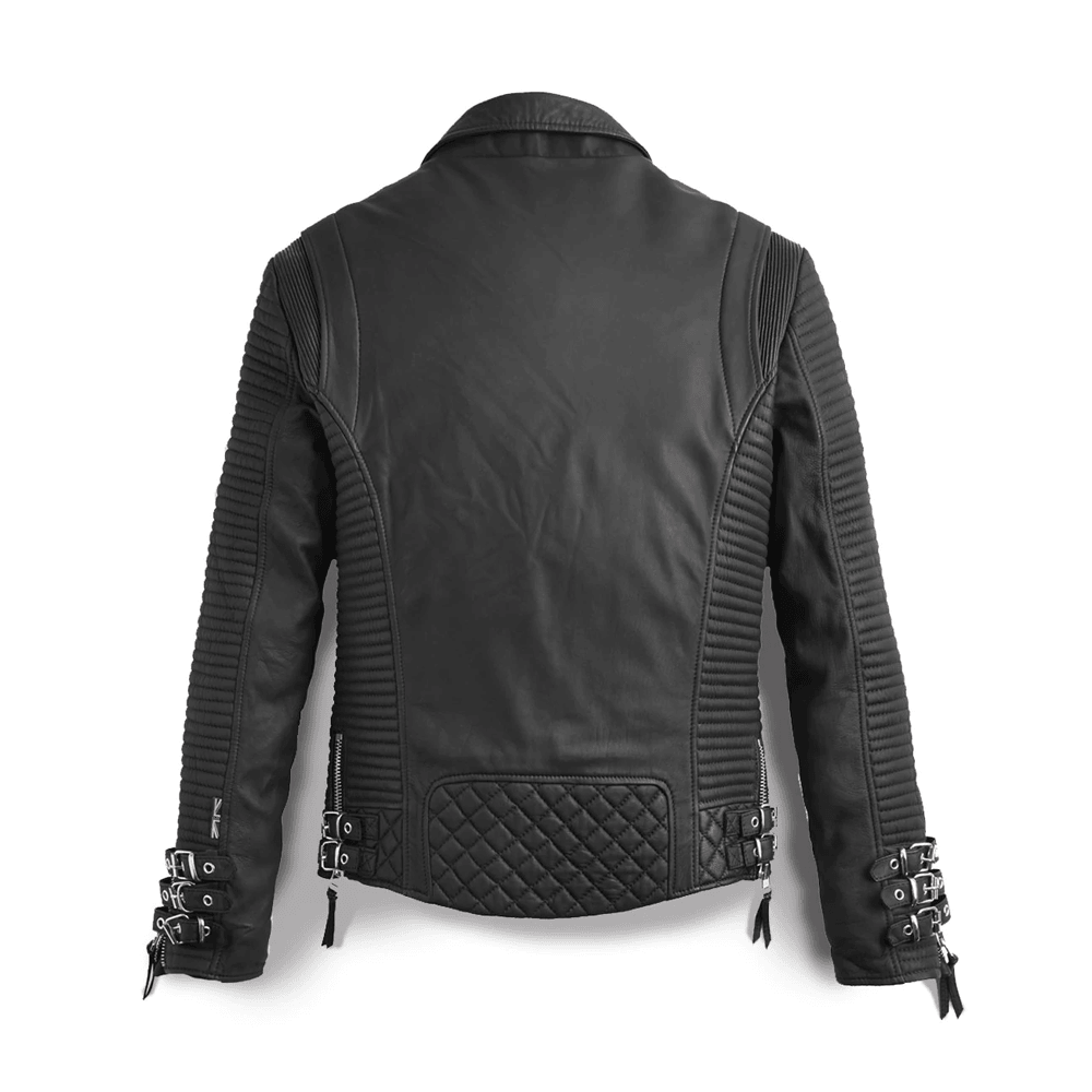 Black Motorcycle Jacket For Men - Biker Addition With Pattern - Leather Loom