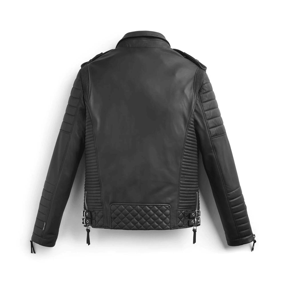 Black Biker Leather Motorbike Jacket For Men - Leather Loom