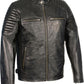 Men's Quilted Shoulders Snap Collar Leather Jacket - Leather Loom