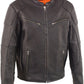 Men's Black Cool Tec Leather Biker Jacket - Leather Loom