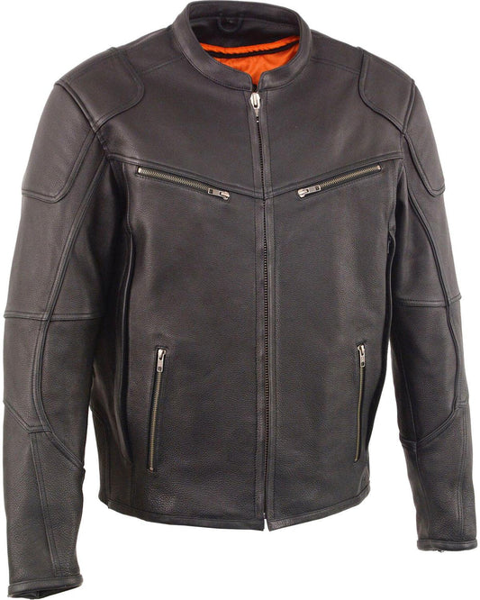 Men's Black Cool Tec Leather Biker Jacket - Leather Loom