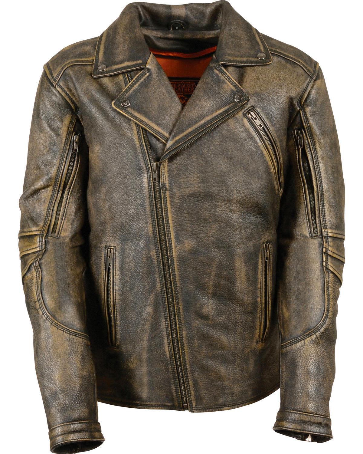 Men's Triple Stitch Extra Long Biker Jacket - Leather Loom