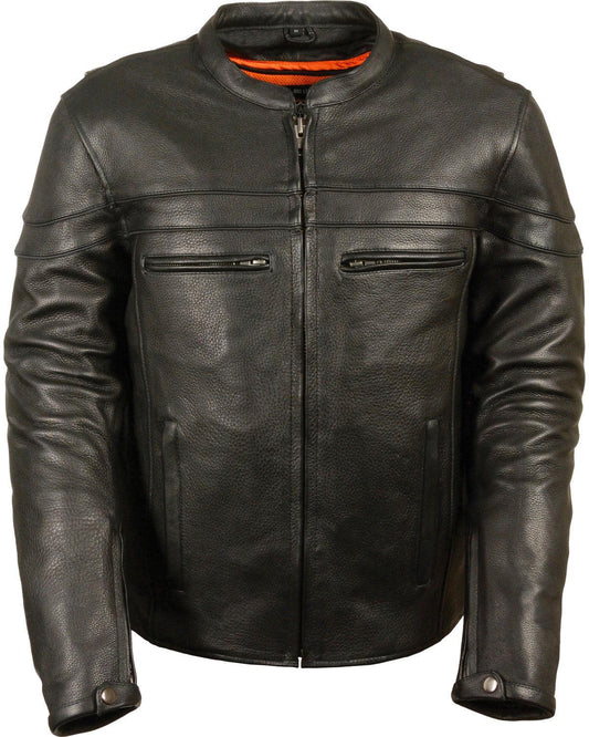 Men's Black Sports Scooter Crossover Riding Biker Leather Jacket - Leather Loom