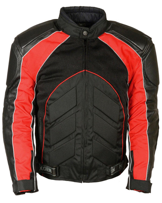 Men's Combo Leather Textile Mesh Racer Jacket - Leather Loom