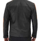 Harland Stripe Black Leather Cafe Racer Style Jacket for Men - Leather Loom