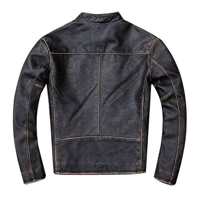 Mens Vintage Black Leather Motorcycle Jacket - Leather Loom