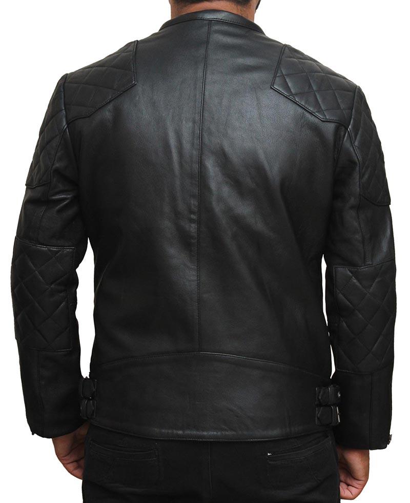 Mens BECKHAM Black Quilted Retro Biker Jacket - Leather Loom