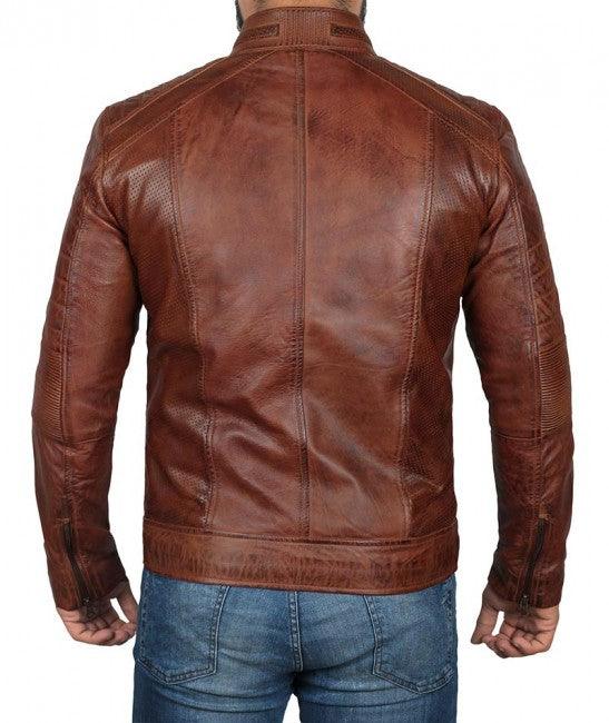 Austin Chocolate Brown Waxed Leather Jacket - Leather Loom