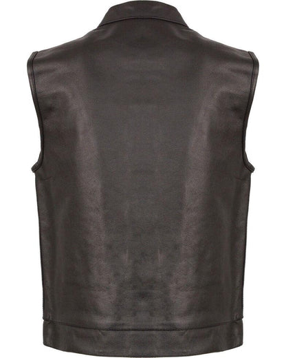 Black Open Neck Club Style Vest - Leather Loom