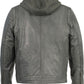 Men's Zipper Front Leather Jacket w/ Removable Hood - Leather Loom