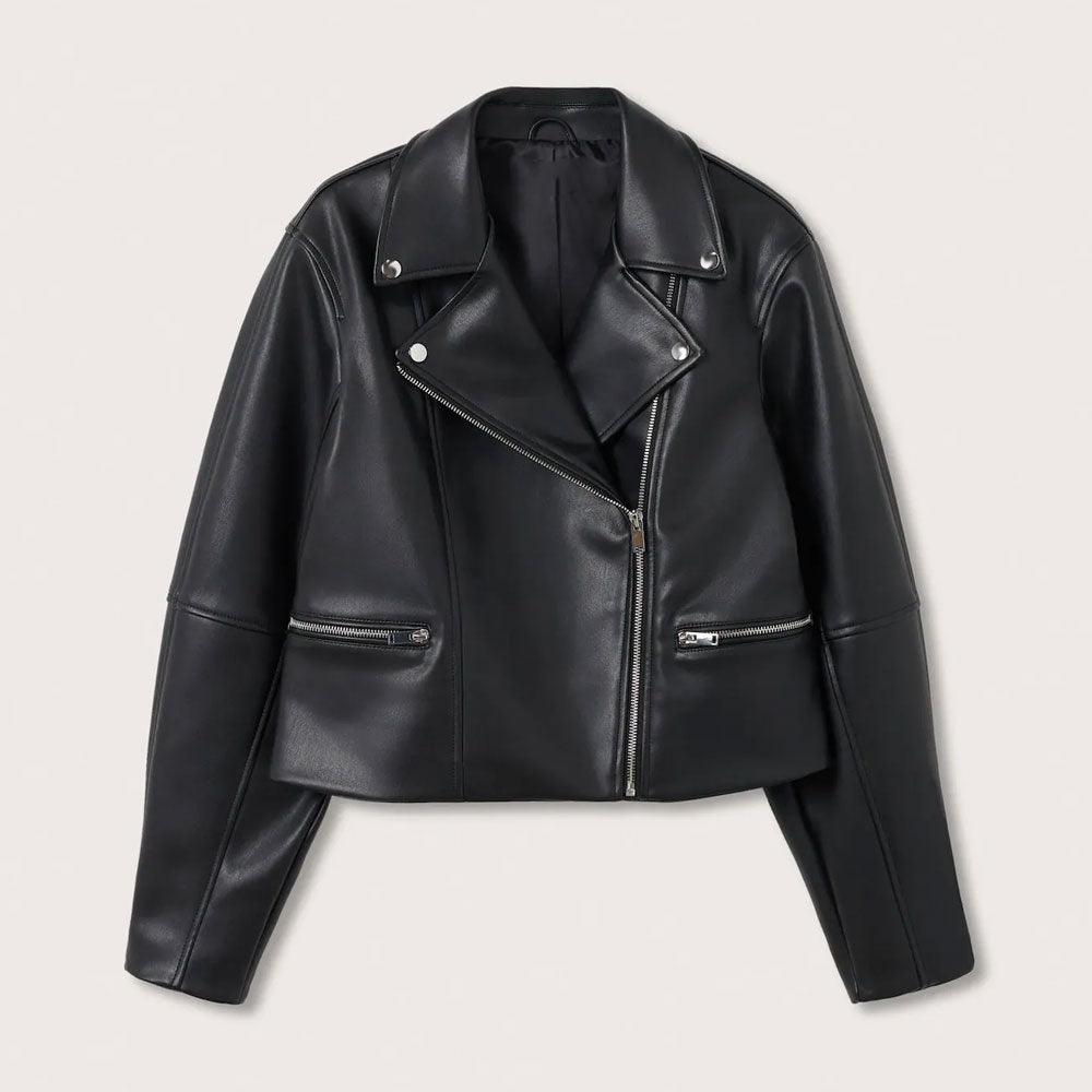 black women's  leather biker jacket - Leather Loom