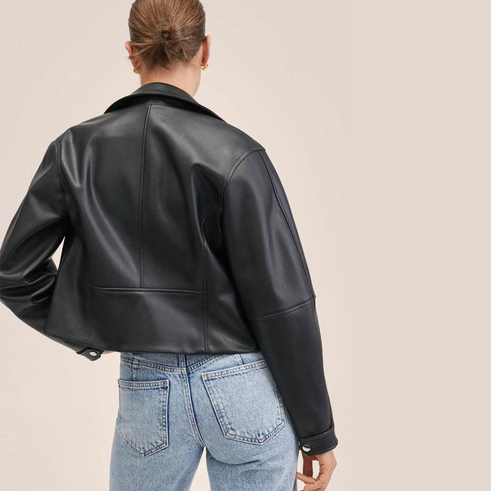 black women's  leather biker jacket - Leather Loom
