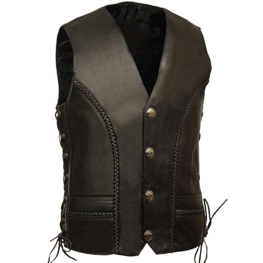 BUFFALO SNAP BRAIDED SIDE LACE VEST - Leather Loom