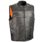 REFLECTIVE BAND & PIPING ZIP FRONT VEST - Leather Loom