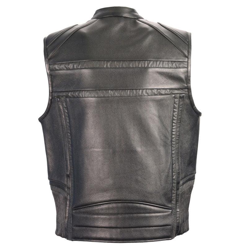 REFLECTIVE BAND & PIPING ZIP FRONT VEST - Leather Loom