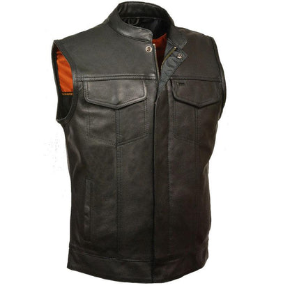 OPEN NECK SNAP/ZIP FRONT CLUB STYLE VEST - Leather Loom