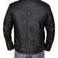 Men Distressed Black Cafe Racer Jacket - Leather Loom