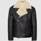 Black Shearling Aviator Jacket - Leather Loom