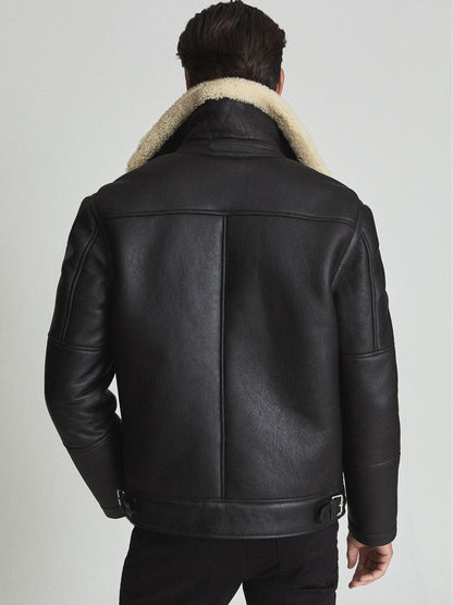 Black Shearling Aviator Jacket