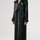 Black Sheepskin Duster Leather Trench Coat - Leather Loom