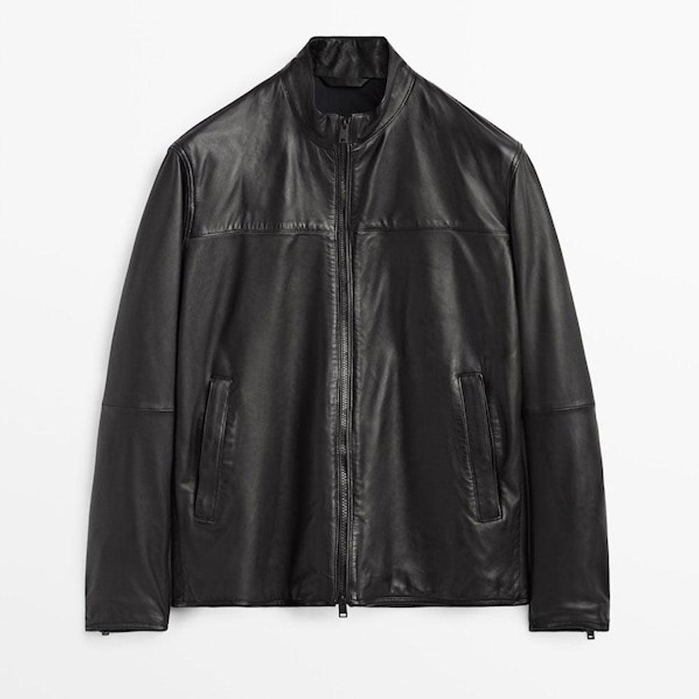 Black Sheepskin Leather Biker Jacket For Men - Leather Loom