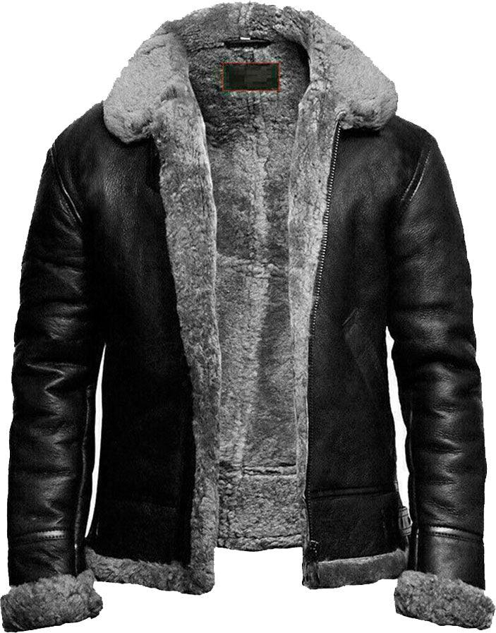 Brand New B3 Bomber Leather Jacket With Fur - Leather Loom