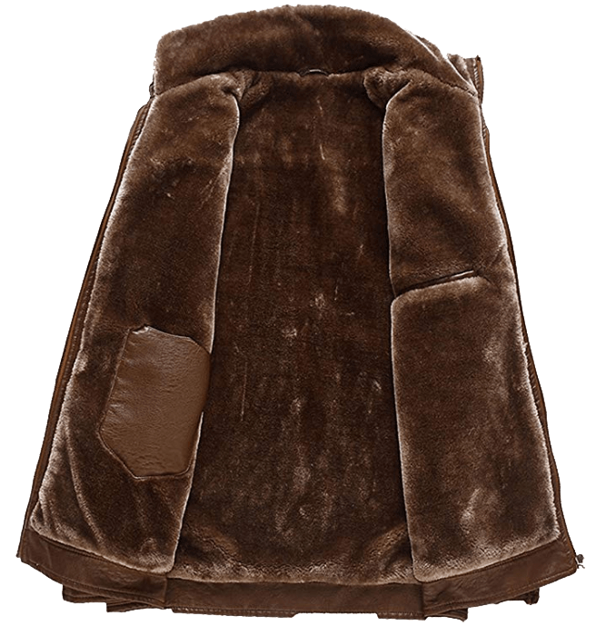 Brown Fur Leather Jacket - Leather Loom