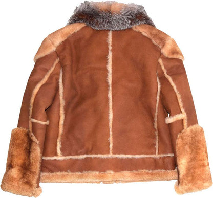 Brown Pilot Mens Leather Jacket With Fur - Leather Loom