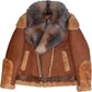 Brown Pilot Mens Leather Jacket With Fur - Leather Loom