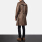 Mens Brown Sheepskin Leather Duster Coat - Leather Loom