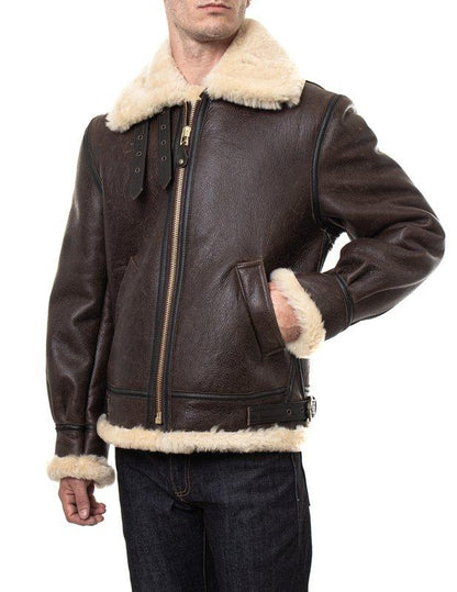 B-3 Classic Sheepskin Leather Bomber Jacket - Leather Loom