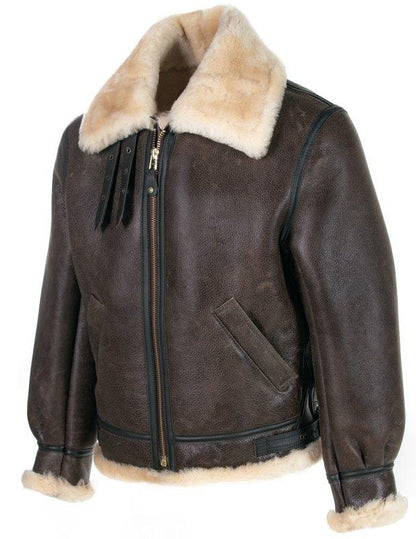 B-3 Classic Sheepskin Leather Bomber Jacket - Leather Loom