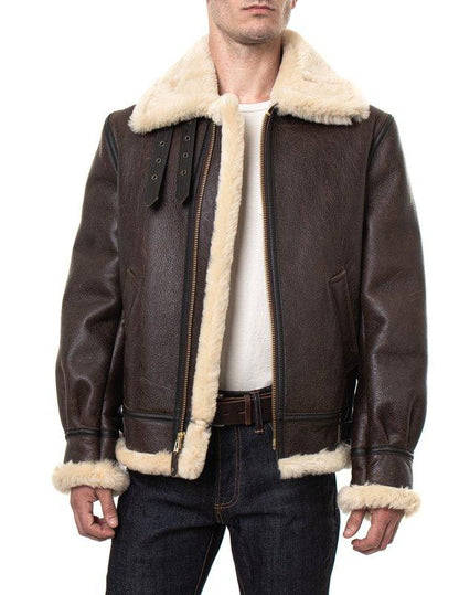 B-3 Classic Sheepskin Leather Bomber Jacket - Leather Loom