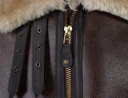 B-3 Classic Sheepskin Leather Bomber Jacket - Leather Loom